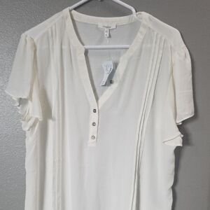 Maurices Cream Blouse with Button Accents